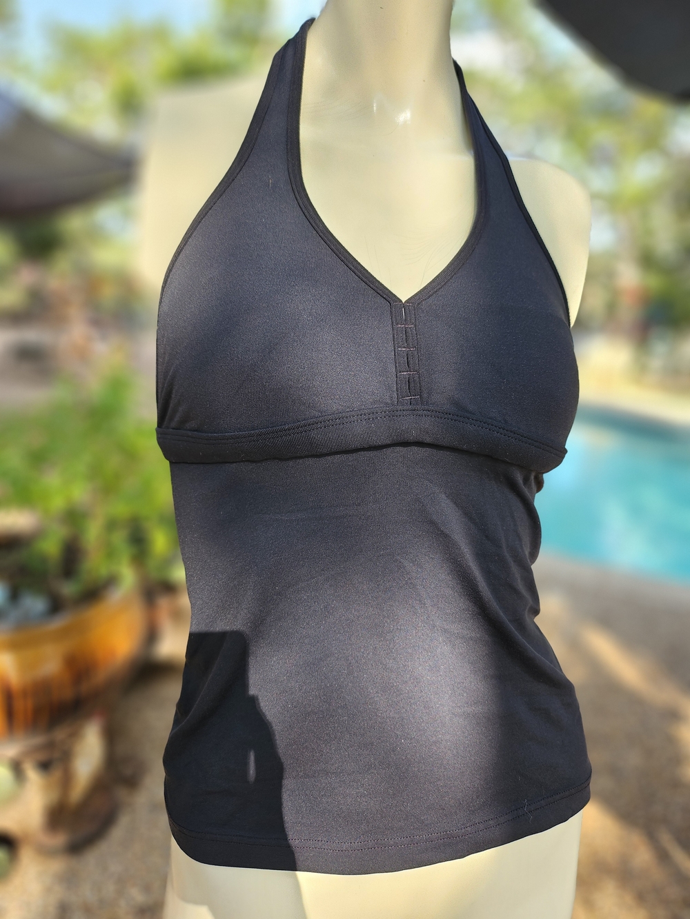lululemon athletica Black Halter Tank Top Shelf Bra 4